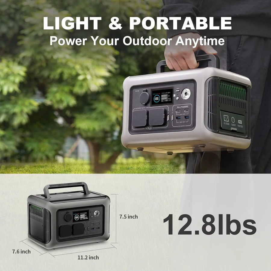 ALLPOWERS R600 Tragbares Kraftwerk mit Solarpanel Option, Reine Sinuswelle, 299 Wh, Graue Outdoor-Solargenerator für Camping - Bild 6