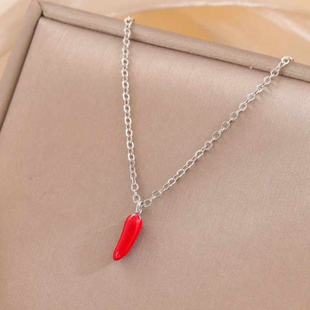 GaGa-Duck Halskette, 925 Silber, Rot, Epoxidharz, Pfeffer-Anhänger, Unisex - Bild 1