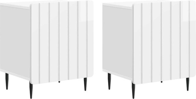 vidaXL Nachttisch Set 2 Stück Hochglanz Weiß aus Holzwerkstoff B/T/H: 43 x 34,5 x 52 cm - Bild 1