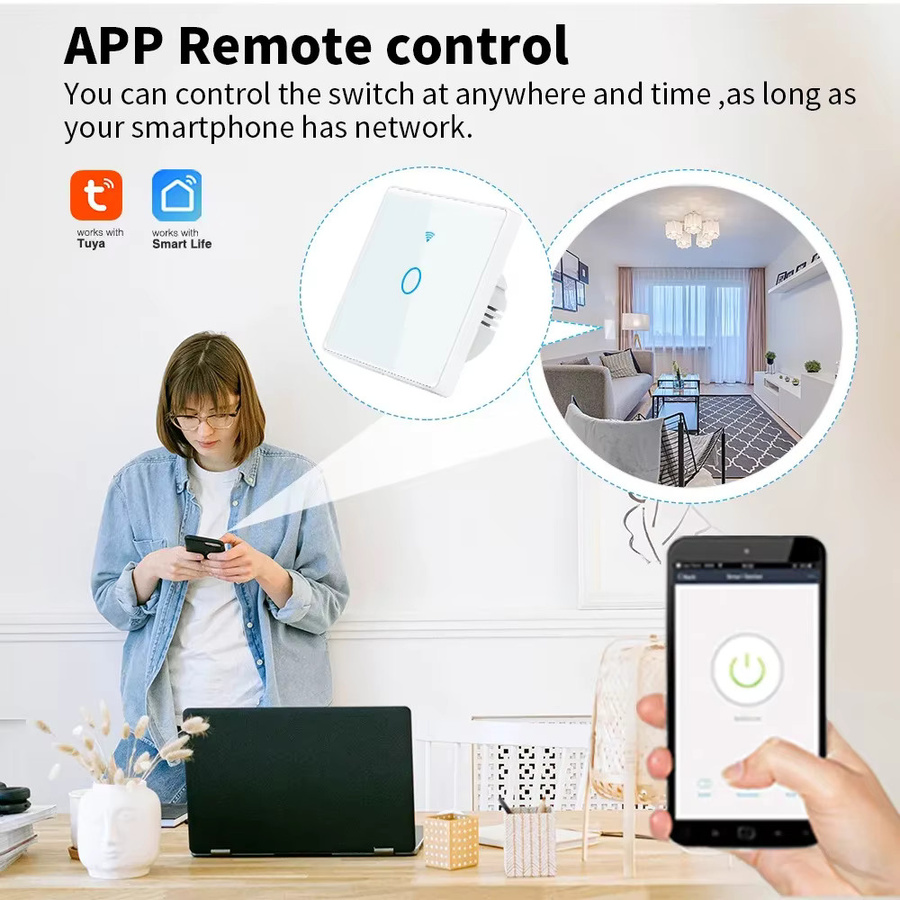 Tuya WiFi Smart Switch Touch-Panel aus Glas in Schwarz mit Alexa Sprachsteuerung - Bild 4
