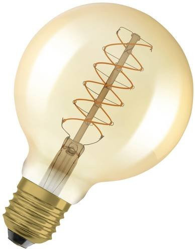 Osram Vintage 1906 LED-Lampe Globe Filament, E27, 7W, 600lm, Warmweiß, Gold/Messing, dimmbar, Durchmesser: 9,5 cm, Höhe: 9,5 cm - Bild 1