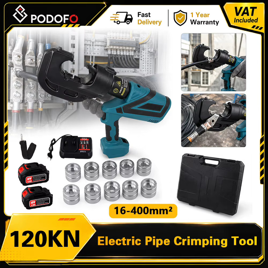 Podofo EZ-400 Wiederaufladbare Hydraulische Crimpzange 120KN Elektrische Kabelendverpresszange in Blau - Bild 2