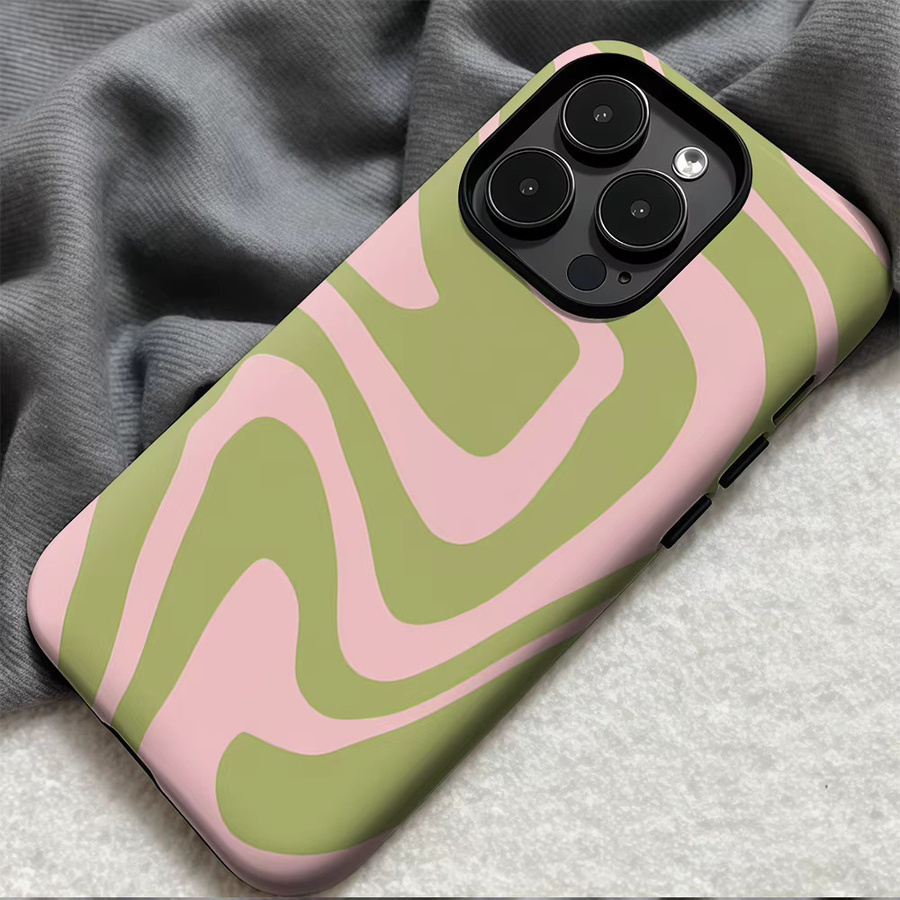 Magnetische Doppelschicht-Handyhülle Pink & Green Swirls für iPhone 17 16 15 14 Pro Max Plus - Bild 3