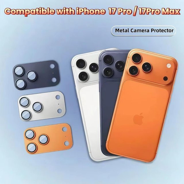 Ziai AR HD Kamera-Objektivschutz für iPhone 17 Pro Max und iPhone 17 Pro, kratzfest mit vollständiger Abdeckung, Farbe: Silber - Bild 1