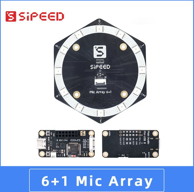 Sipeed 6+1 Mikrofon-Array mit USB-C Anschluss, Black, zur Klangquellen-Lokalisierung und Beamforming, treiberfreie Soundkarte - Bild 1