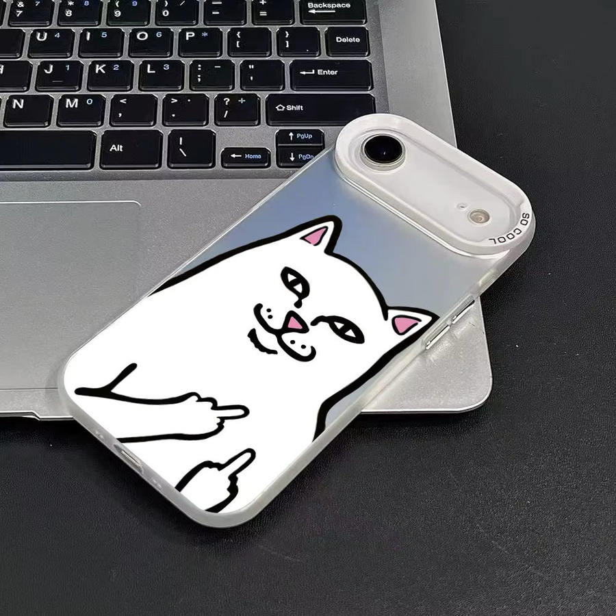 Personalisierte stoßfeste Handyhülle mit Katzenmuster in Blau für Apple iPhone 17 16 15 14 13 12 11 Pro Max Plus - Bild 1