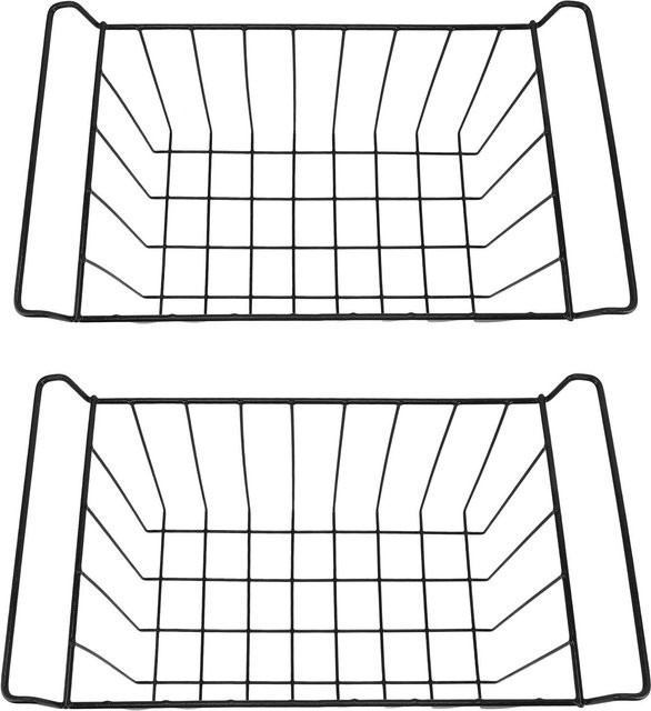 Nensit 2er Set Draht Aufbewahrungskorb für Gefrierschrank und Kühlschrank, PE-beschichtet, Schwarz, B: 49,5 cm, T: 24,5 cm, H: 20 cm - Bild 1