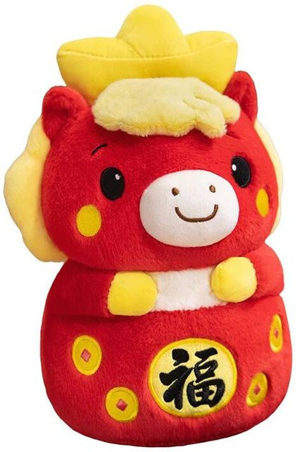 Yiran Health & Beauty Chinesisches Neujahr Goldbarren Pferde-Maskottchen, Plüschtier, 35cm, ab 14 Jahren - Bild 1