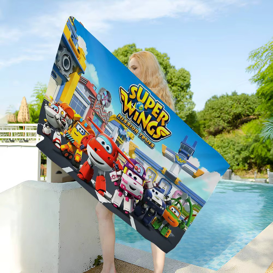 Potdemiel Super Wings Cartoon Mikrofaser-Strandtuch für Kinder, schnelltrocknendes Handtuch in Multicolour - Bild 4