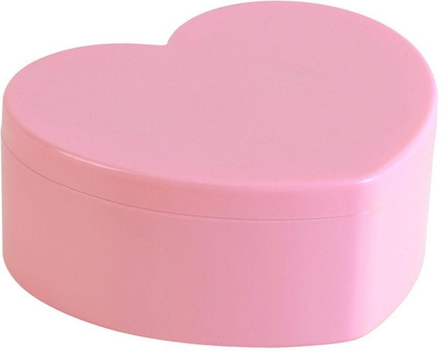 Herzförmige Schmuckschatulle aus Kunststoff in Rosa mit 2 Schichten als niedlicher Schmuck-Organizer von KONNWEI - Bild 1
