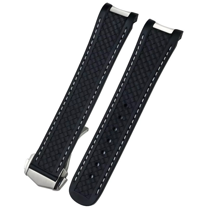 Uhrenarmband Edelstahl, Kautschuk, Silber, Unisex - Bild 4