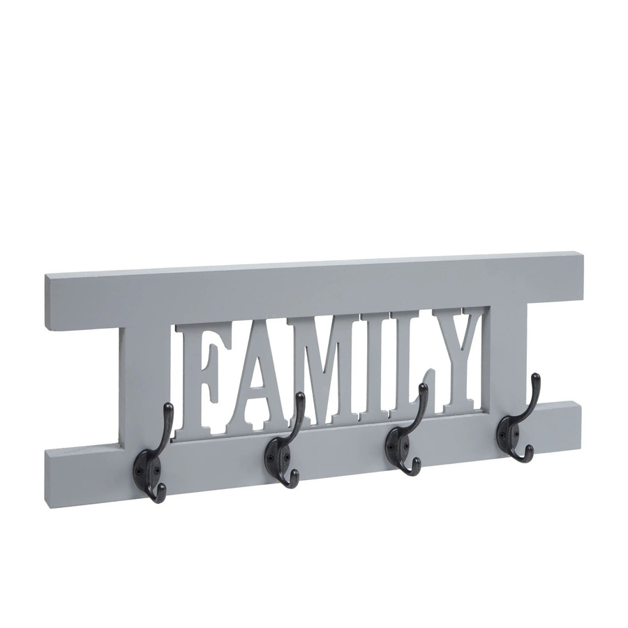 Wandgarderobe MCW C60 Family aus Paulowniaholz im Shabby-Look Vintage, Farbe Grau-Blau - Bild 2