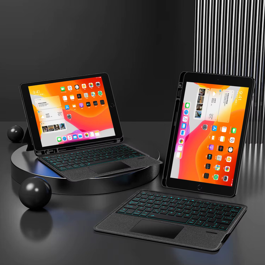 LFOIQN Tastaturhülle für iPad 10,2 Zoll (7., 8. und 9. Generation), iPad Air 3 und iPad Pro 10,5 Zoll, magnetisches Smart Cover mit Hintergrundbeleuchtung in Schwarz - Bild 6