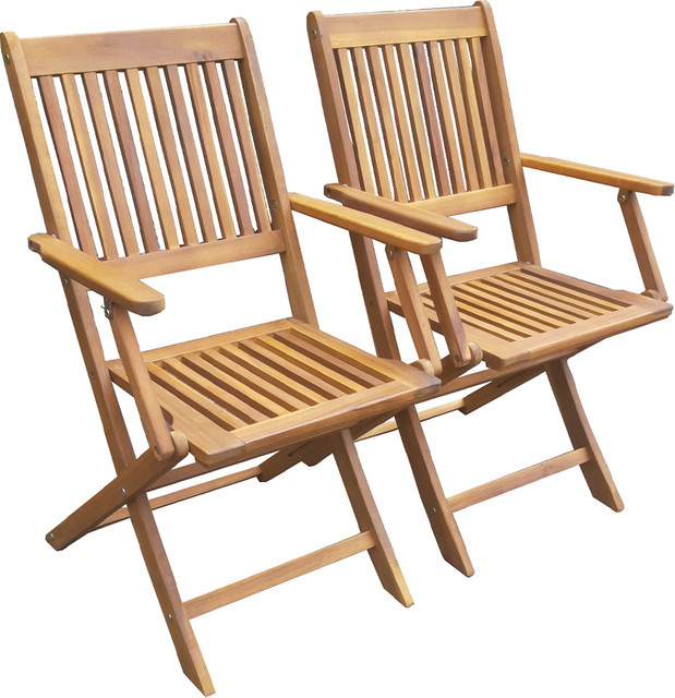 2er-Set klappbare Gartenstühle SYDNEY von HC Garten & Freizeit aus geöltem Akazienholz in Braun, B/T/H: 53,5 x 59 x 90 cm - Bild 1