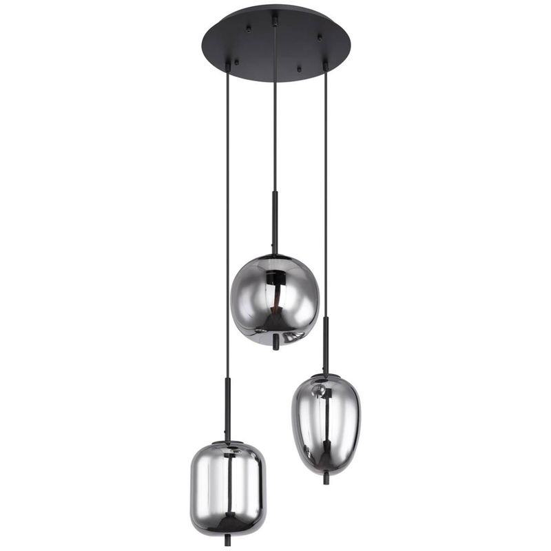 GLOBO Pendelleuchte Blacky in Schwarz aus Metall mit Rauchglas, E14, Höhe: 120 cm, Durchmesser: 46 cm - Bild 2