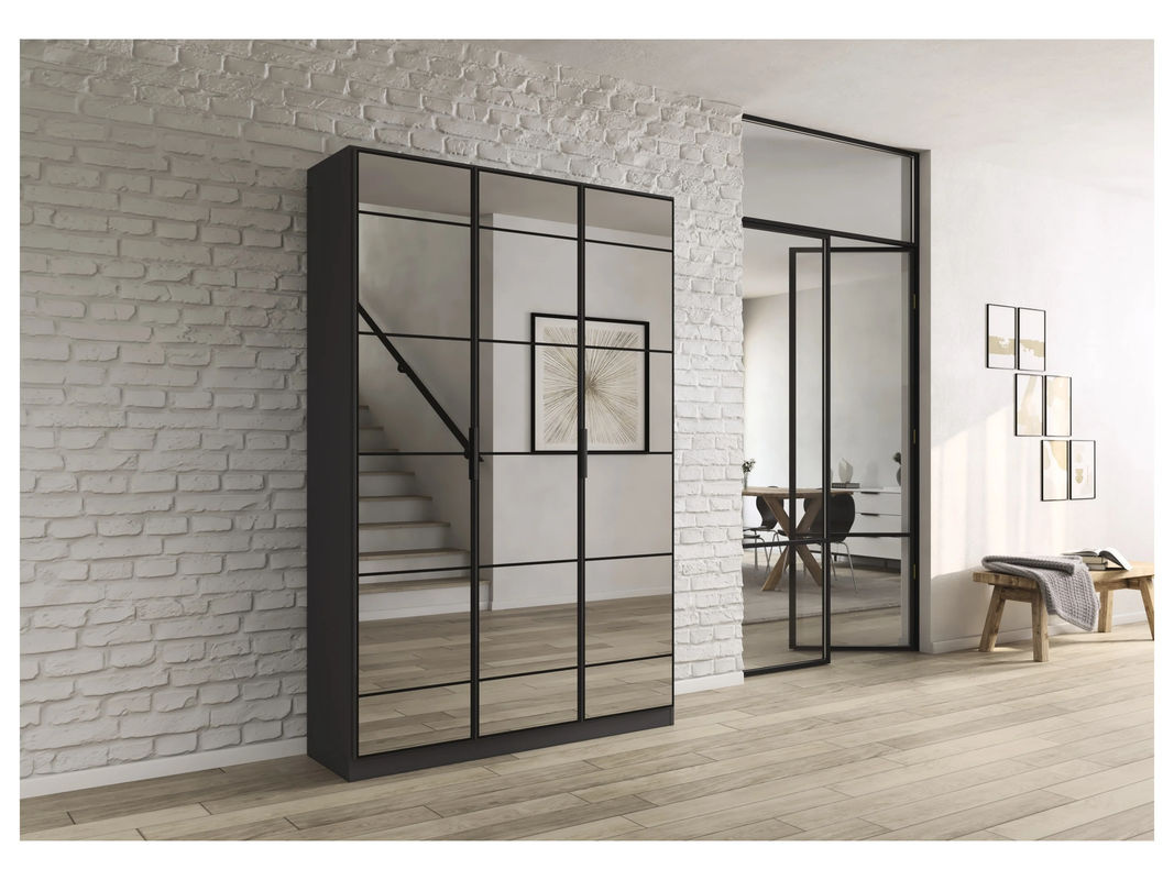 RAUCH Acero Garderobenschrank mit 3 Glastüren und Spiegel, Farbe Grau metallic, B/H: 136 x 210 cm - Bild 2
