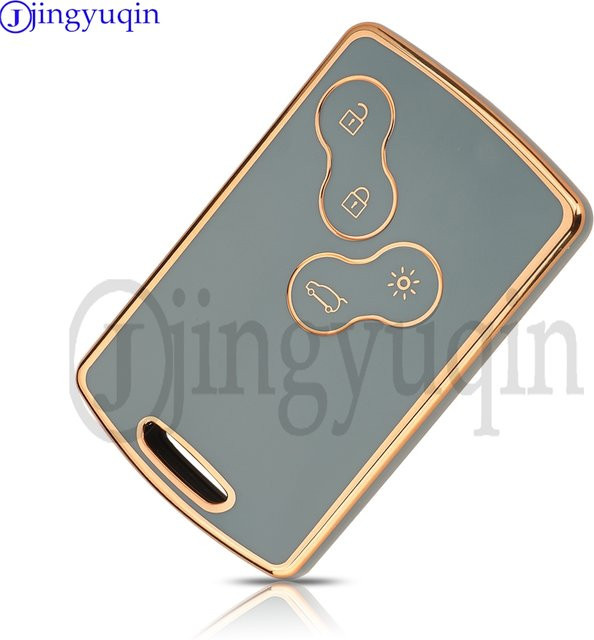 Jingyuqin TPU Schlüsselgehäuse Abdeckung für Renault Keyless Go Duster Captur Clio IV Logan Megane Koleos Scenic Fluence Laguna in Schwarz - Bild 1