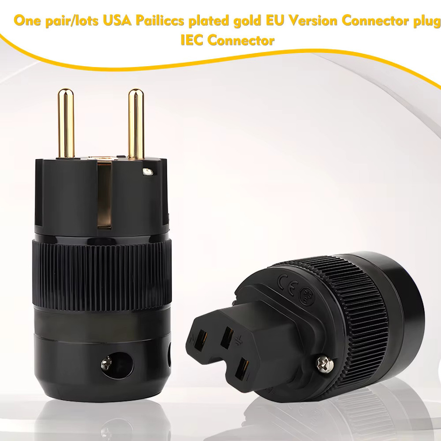 Preffair HiFi Audio-Stromadapter Schuko auf IEC mit 24K vergoldetem Messing in Schwarz - Bild 2
