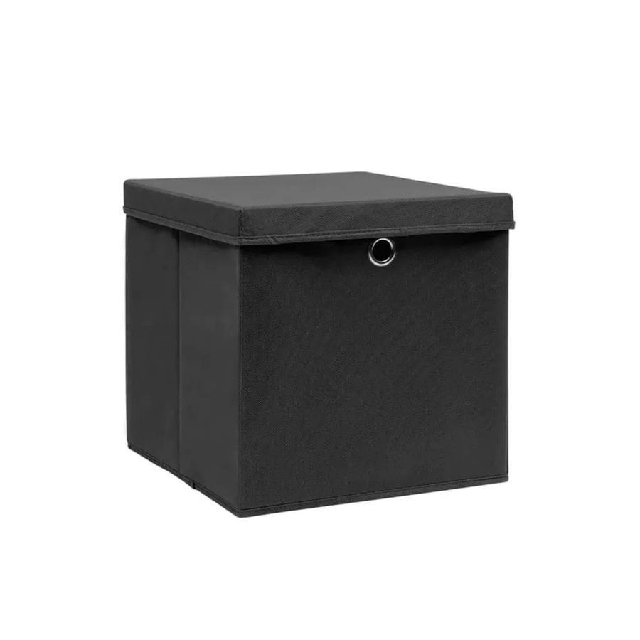 vidaXL Aufbewahrungsboxen mit Deckel aus Stoff, 4er Set, Schwarz, B/T/H: 28 x 28 x 28 cm - Bild 2