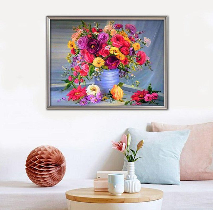 FIYO Malset Mosaik Leinwand mit Sonnenblumen Motiv nach Zahlen, Mehrfarbig, B/H: 30 x 30 cm - Bild 1