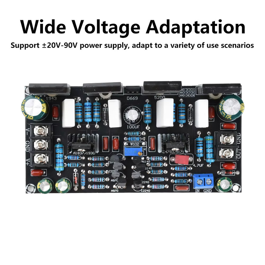 Gaqqee 200 W DC Dual Spannung Mono Röhren-Audio-Verstärker Modul mit 1943 + 5200 Push-Pull Röhren, 20-90 V, Multicolor - Bild 2