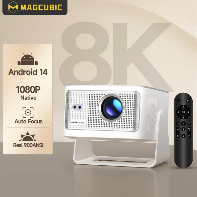 Magcubic HY350Max Projektor mit Android 14, Autofokus, Native 1080P Full HD, 8K Unterstützung, Wifi6 und Bluetooth 5.4, Farbe: Weiß - Bild 1