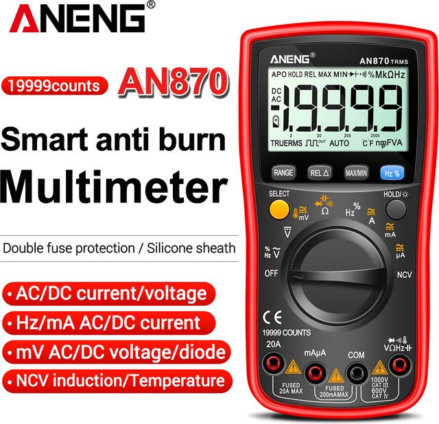 ANENG AN870 Smart Digital Multimeter mit 19999 Counts, AC Spannungstester, NCV, Kapazität und Widerstand Messgerät in Grün - Bild 1