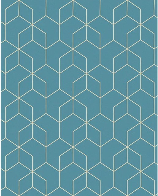 Marburg Vliestapete mit grafischem Geometriemotiv in Blau, modern und abstrakt, FSC-zertifiziert, Breite: 0,53 m, Länge: 10,05 m - Bild 1