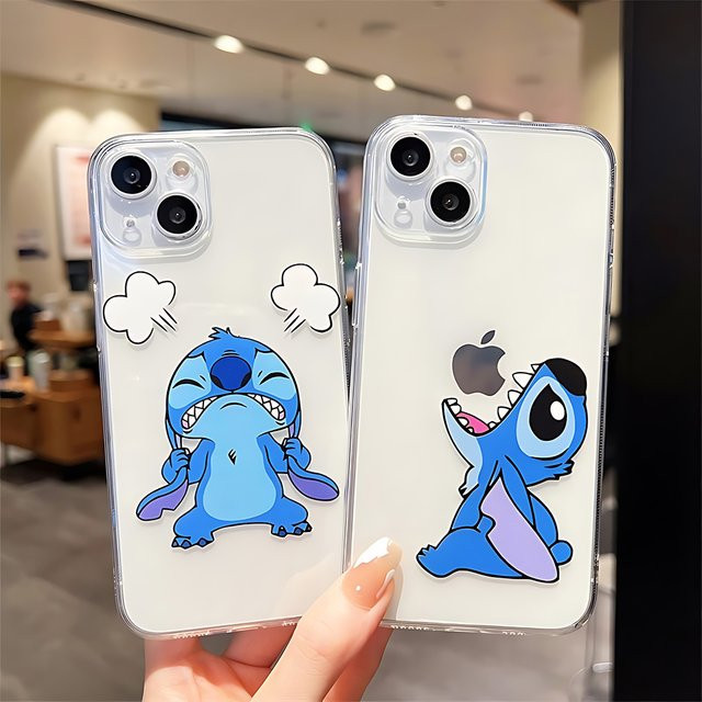Transparente Handyhülle mit niedlichem Stitch-Cartoon Design für Apple iPhone 11 bis iPhone 17e Pro Max und XS Max - Bild 1