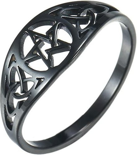 YULIN Ring Edelstahl, Irischer Knoten Pentagramm Stern, Schwarz, Unisex - Bild 1