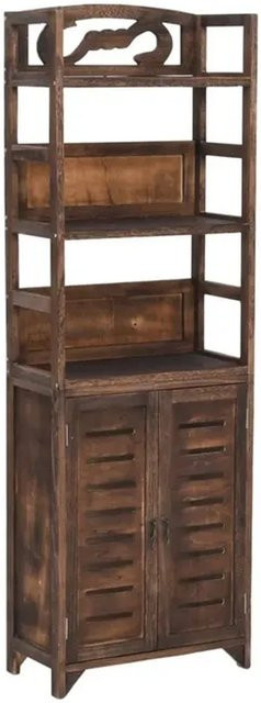 vidaXL Vitrine aus Massivholz Paulownia in Dunkelbraun, B/T/H: 46 x 24 x 140 cm - Bild 1