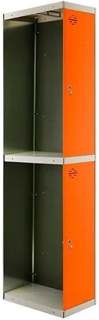 PROREGAL Spind AMEGO Anbaumodul mit 2 Abteilen, Schließfach Garderobe, Grau-Orange, H x B x T: 180 x 40 x 50 cm - Bild 1