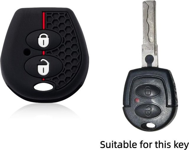 Silikon-Schlüsselabdeckung für 2-Tasten-Fernbedienungen von VW Polo Golf Passat Bora Sharan, Skoda Octavia Fabia und Seat Cordoba Leon Ibiza in Schwarz - Bild 1