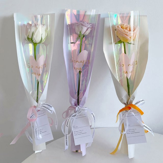 10 Stück transparente Rosenhüllen aus Zellophan für deine Blumenstrauß-Verpackung - Bild 1