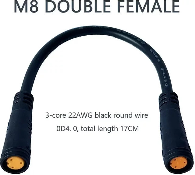 NFOX Octagon Motor Power-Off Brake Connector Transfer Line M8 Double Female 3-Pin in Schwarz - Bild 1