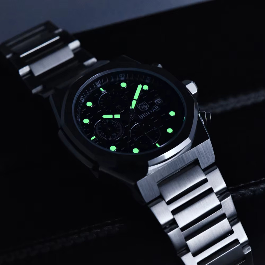 BENYAR Chronograph, Quarz, Edelstahl, Grün, Herren - Bild 5
