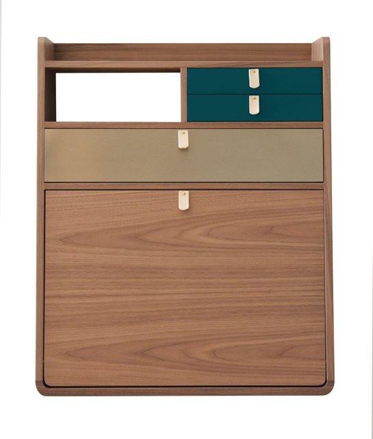 Harto Gaston Wandsekretär in Braun mit Holzoptik für Büro und Wohnzimmer - Bild 1