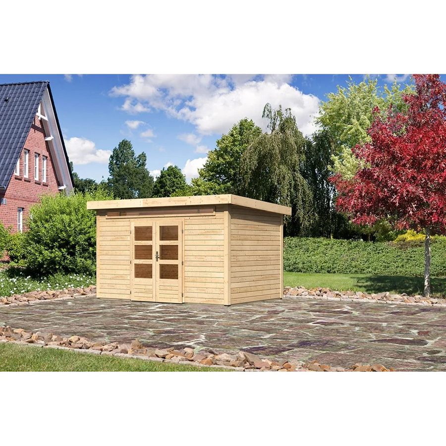 Karibu Holz-Gartenhaus Kumla 7 Pultdach in Natur mit modernem Design, B/T: 360 x 240 cm - Bild 2