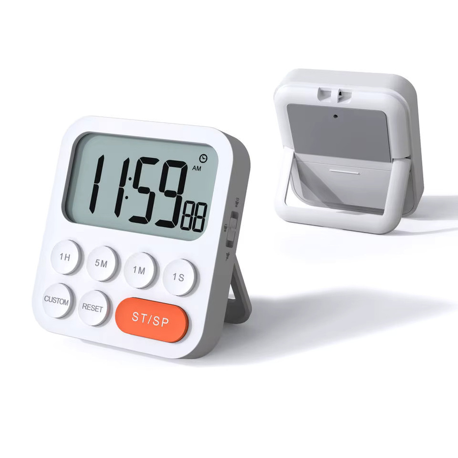 VOCOO LCD Digital Timer mit 12/24H Format und Magnet für Küche und Haushalt in Schwarz oder Weiß - Bild 2