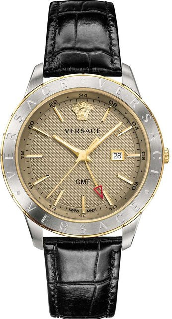 Versace Herrenuhr, Quarz, Edelstahl, 43 mm, Leder, Silber, 3 ATM - Bild 1
