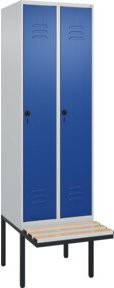 C+P Spind Classic PLUS Garderobenschrank mit Sitzbank, 2 Abteile, Lichtgrau, B/T/H: 212 x 60 x 81,5 cm - Bild 1