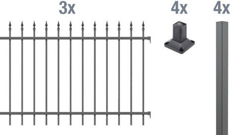 GAH ALBERTS Zaun Chaussee aus Aluminium in Anthrazit und Schwarz, Breite: 600 cm, Höhe: 100 cm - Bild 1