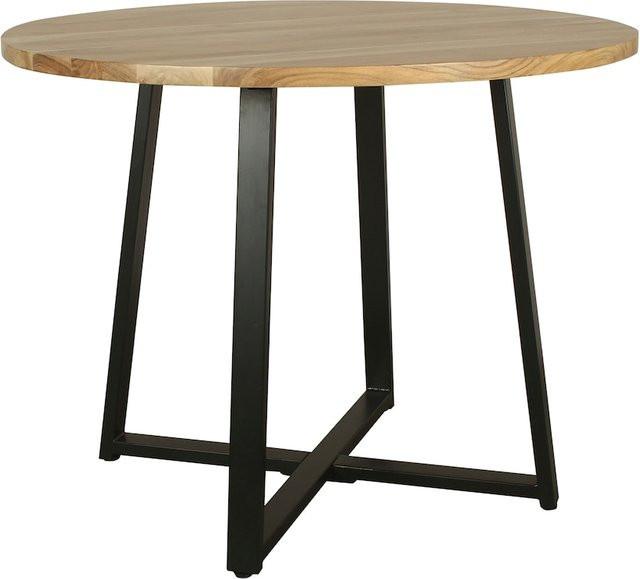 byLIVING Esstisch ARROW rund aus Akazienholz und Stahl, Durchmesser: 100 cm, braun/schwarz - Bild 1