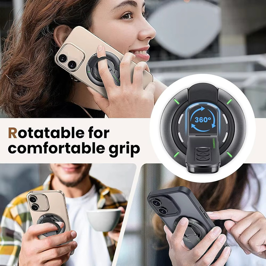 Doppelseitiger magnetischer Handyhalter mit 360 Grad Drehung und Fingerring in Weiß für iPhone 17 16 15 - Bild 5