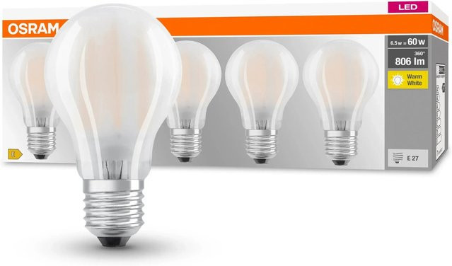Osram LED-Leuchtmittel E27 Glühlampenform A60 warmweiß transparent - Bild 1