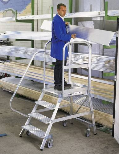 Günzburger Steigtechnik MUNK 51108 Aluminium Podestleiter mit 8 Stufen in Silber - Bild 1