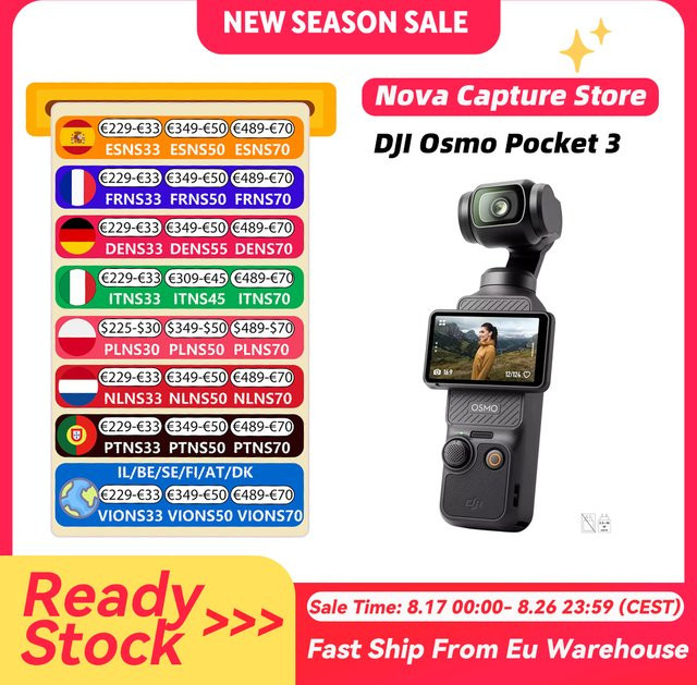 DJI Osmo Pocket 3 Action Camera mit 1-Zoll-Sensor, 4K/120fps und 2-Zoll drehbarem Touchscreen in Schwarz - Bild 1