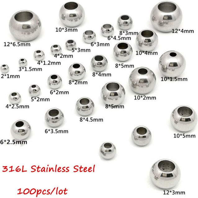 MOONMADE Edelstahlperlen, 2 mm-12 mm, Unisex - Bild 1