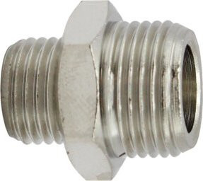 Riegler Doppelgewindenippel value line aus Messing in Silber, G 3/8, G 3/8, SW 19 - Bild 1