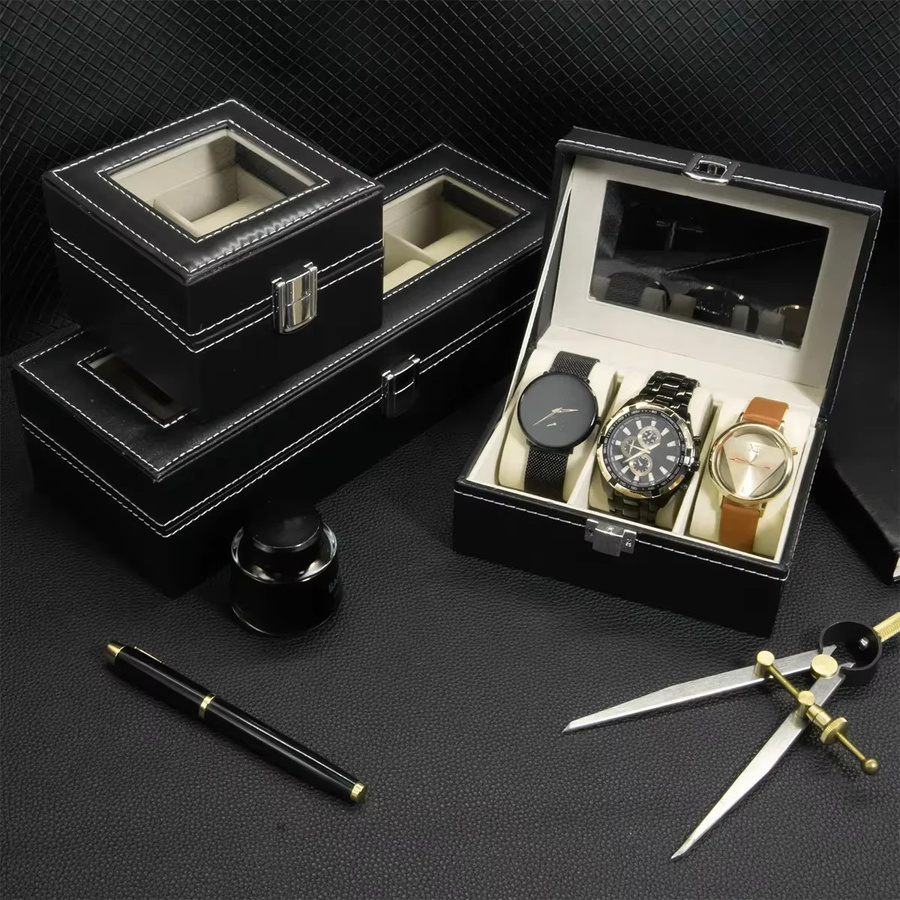 FancyWrist Uhr Box Leder, Schwarz, Herren - Bild 3